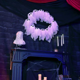 2-Ft. Lighted Black & White Ghost Wreath for Indoors & Covered Outdoors, Battery Operated (3 AA)