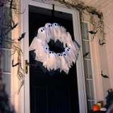 2-Ft. Lighted Black & White Ghost Wreath for Indoors & Covered Outdoors, Battery Operated (3 AA)