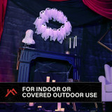 2-Ft. Lighted Black & White Ghost Wreath for Indoors & Covered Outdoors, Battery Operated (3 AA)