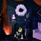 2-Ft. Lighted Black & White Ghost Wreath for Indoors & Covered Outdoors, Battery Operated (3 AA)