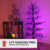5-Ft. Dancing Halloween Tree with Purple LED Lights and Sound