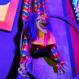 3.9-Ft. Animatronic Hanging Upside Down Clown with Lights and Sound, Indoor/Covered Outdoor Halloween Decoration