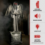 5.5-Ft. Animatronic Haunted Angel Statue with Lights and Sound, Indoor/Covered Outdoor Halloween Decoration