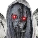 5.5-Ft. Animatronic Haunted Angel Statue with Lights and Sound, Indoor/Covered Outdoor Halloween Decoration