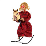 3.2-Ft. Voice & Sound-Sensor Rocking Horse Girl Halloween Animatronic