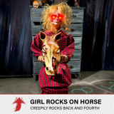 3.2-Ft. Voice & Sound-Sensor Rocking Horse Girl Halloween Animatronic