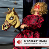 3.2-Ft. Voice & Sound-Sensor Rocking Horse Girl Halloween Animatronic