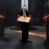 5.3-Ft. Haunted Nun Prop with Lights and Sound