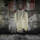 Haunted Hill Farm Life-Size Animatronic Spooky Clown with Light-up Colorful Eyes and Spinning Movement