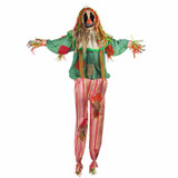 Haunted Hill Farm Life-Size Poseable Animatronic Scarecrow Clown with Flashing Eyes Burlap