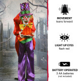 Haunted Hill Farm Life-Size Poseable Animatronic Clown with Flashing Red Eyes Chuckles