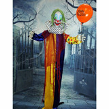 Haunted Hill Farm Life-Size Poseable Animatronic Clown with Flashing Red Eyes Grendel