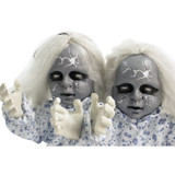 Haunted Hill Farm Groundbreaker Animotronic Zombie Twins with Flashing Red Eyes, 33 inches