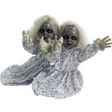 Haunted Hill Farm Groundbreaker Animotronic Zombie Twins with Flashing Red Eyes, 33 inches