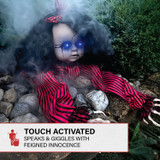 3.7-Ft Long Animatronic Haunted Crawling Baby Doll with Lights and Sound, Indoor or Covered Outdoor Halloween Decoration