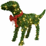 Fraser Hill Farm 28 Boxwood Pup Topiary Statue with Warm White LED Lights
