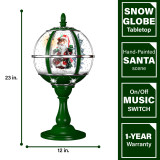 Fraser Hill Farm Let It Snow Series 23 Musical Tabletop Globe in Green featuring Santa Scene and Snow