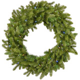 Fraser Hill Farm 36" Grandland Artificial Wreath w/ Multi-Colored Battery-Operated LED String for Displays