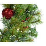 Fraser Hill Farm Set of 3 Holly Berry 24 Wreaths w/ Ornaments, 150 Battery-Operated LED Lights for Displays