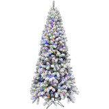 Fraser Hill Farm Alaskan Pine Flocked Christmas Tree, Various Sizes and Lighting Options