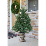 Fraser Hill Farm Noble Fir Christmas Tree with Metallic Urn Base, Various Sizes and Lighting Options