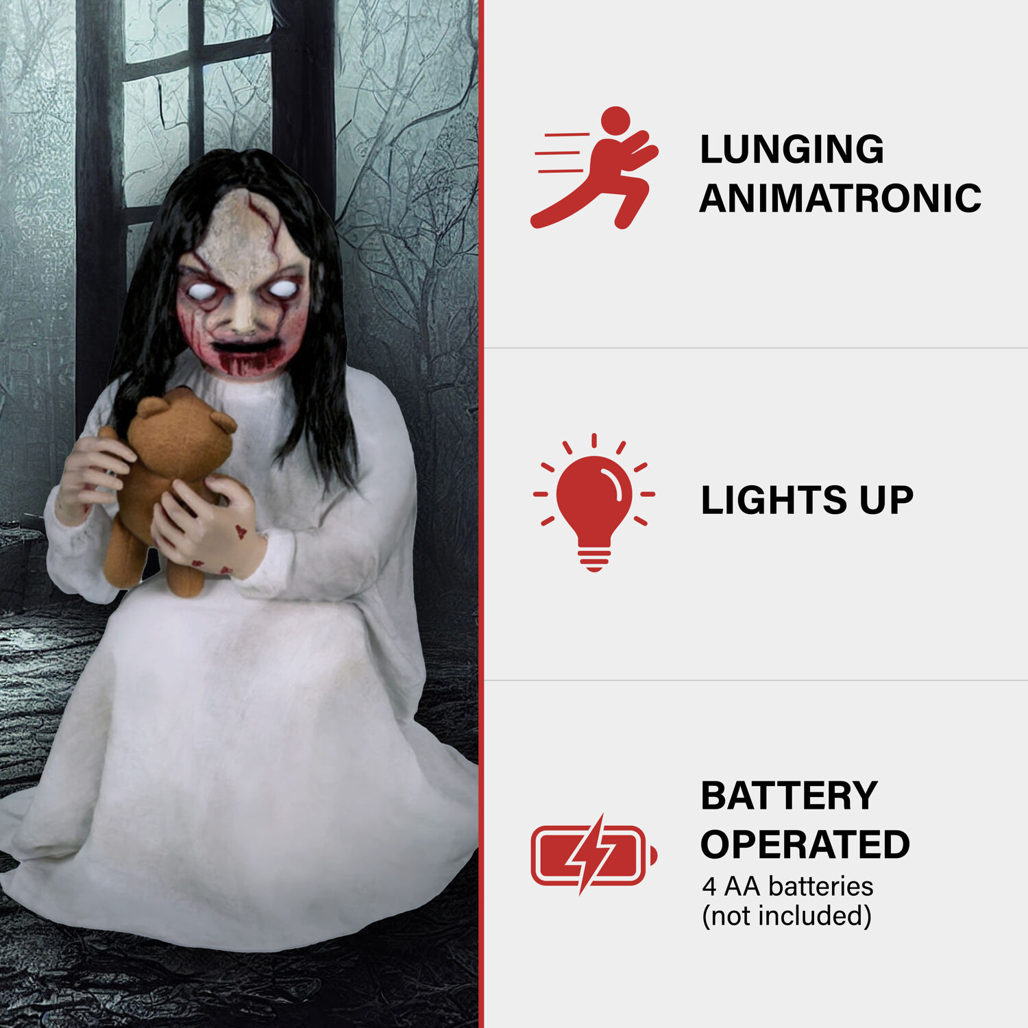 Haunted Hill Farm MotionActivated Lunging Lily the Demonic Zombie Girl