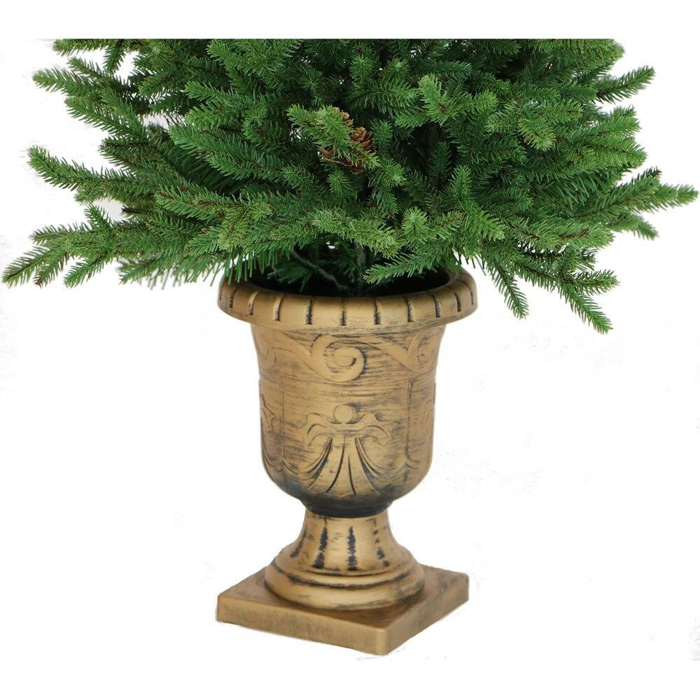 Noble Fir Christmas Tree with Metallic Urn Base, Various Sizes and