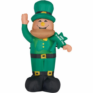 Fraser Hill Farm 10-Ft Tall St Patricks Day Lucky Leprechaun, Blow Up Inflatable with Lights and Storage Bag