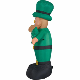 Fraser Hill Farm 10-Ft Tall St Patricks Day Lucky Leprechaun, Blow Up Inflatable with Lights and Storage Bag