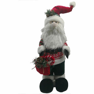 Fraser Hill Farm 30-In Snowman and 32-In Santa 2-Piece Plush Set, Festive Indoor Christmas Decoration