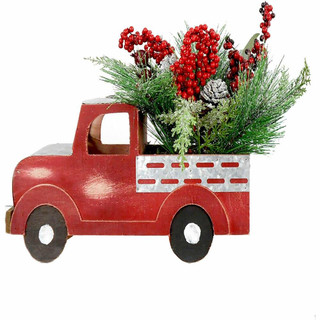 Fraser Hill Farm 20-inch Christmas Farmhouse Truck with Pine, Berries, and Pinecones