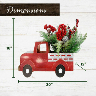 Fraser Hill Farm 20-inch Christmas Farmhouse Truck with Pine, Berries, and Pinecones
