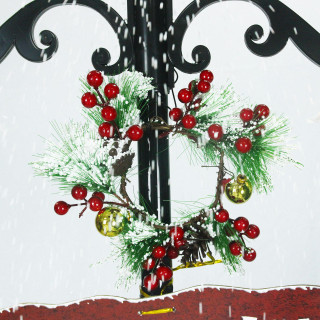 Fraser Hill Farm Let It Snow Series 47-In Red Santa with Green Umbrella Base, Animated Musical Snow Decoration