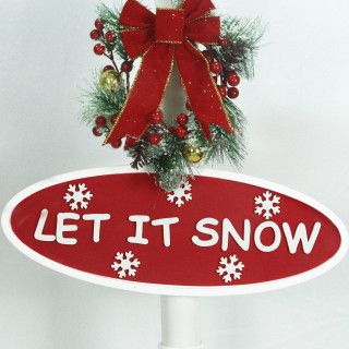Fraser Hill Farm Let It Snow Series 71-In. Square Street Lamp with Christmas Tree, 2 Signs, Cascading Snow, and Holiday Music, White