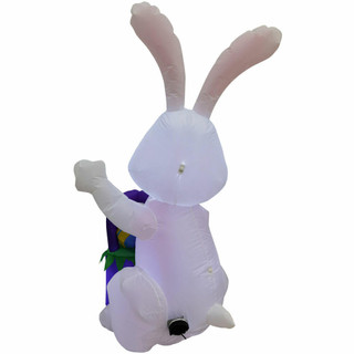 Fraser Hill Farm 4-Ft Tall Bunny Rabbit with Easter Basket, Outdoor/Indoor Blow Up Spring Inflatable with Lights