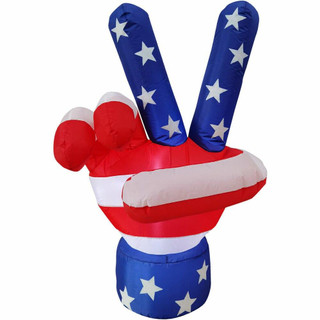Fraser Hill Farm 4-Ft Tall Americana Peace Sign, Outdoor Blow Up Inflatable with Lights