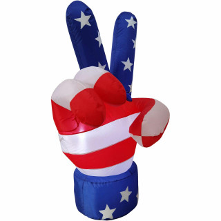 Fraser Hill Farm 4-Ft Tall Americana Peace Sign, Outdoor Blow Up Inflatable with Lights