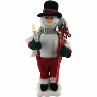 Fraser Hill Farm 24-In Snowman Figurine with Lighted Candle, Shovel, Animation, and Music 8 Songs - Christmas Holiday Decoration