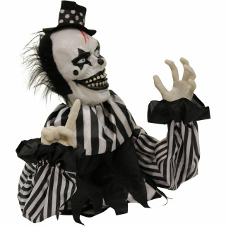 Haunted Hill Farm Haunted Hill Farm 1.8-ft Groundbreaker Clown, Indoor/Covered Outdoor Halloween Decoration, Red LED Eyes, Poseable, Battery-Operated, Vile, HHFJCLOWN-2LSA