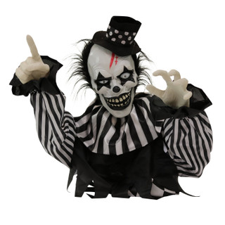 1.8-Ft. Animatronic Groundbreaker Clown with Lights and Sound, Indoor or Covered Outdoor Halloween Decoration