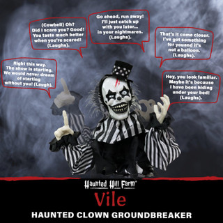1.8-Ft. Animatronic Groundbreaker Clown with Lights and Sound, Indoor or Covered Outdoor Halloween Decoration