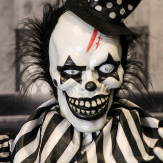 1.8-Ft. Animatronic Groundbreaker Clown with Lights and Sound, Indoor or Covered Outdoor Halloween Decoration
