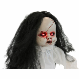 Haunted Hill Farm Haunted Hill Farm 2-ft Haunted Jumping Doll, Indoor/Covered Outdoor Halloween Decoration, Red LED Eyes, Poseable, Battery-Operated, Lifeless, HHFJDOLL-1LSA