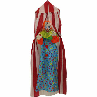 Haunted Hill Farm Haunted Hill Farm 6 ft Hanging Clown, Indoor/Covered Outdoor Halloween Decoration, LED Blue Eyes, Poseable, Battery-Operated, Romero, HHFTCL-4HLS