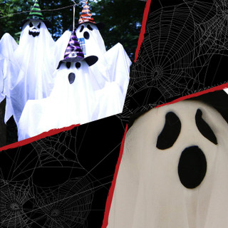 Set of 3 Hanging Ghosts, Indoor/Outdoor Halloween Decoration