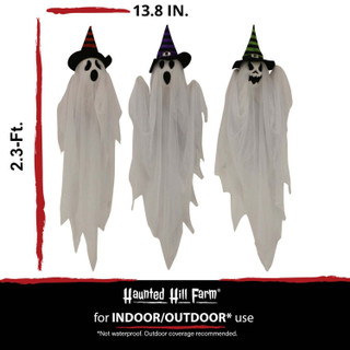 Set of 3 Hanging Ghosts, Indoor/Outdoor Halloween Decoration