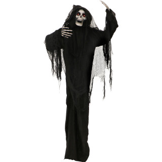 Haunted Hill Farm 5.63-Ft Animated Standing Reaper, LED Eyes, Poseable, Battery, Terror