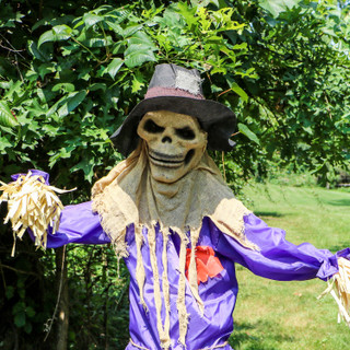 6-Ft. Poseable Scarecrow with Lights and Sound, Indoor or Covered Outdoor Halloween Decoration