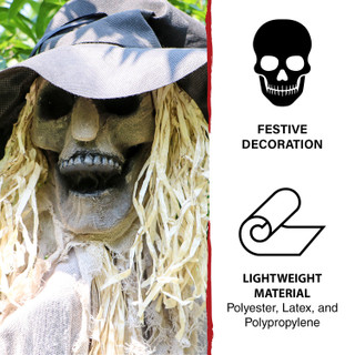 6-Ft. Hunter the Standing Scarecrow Prop, Indoor or Covered Outdoor Halloween Decoration, Poseable