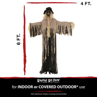 6-Ft. Hunter the Standing Scarecrow Prop, Indoor or Covered Outdoor Halloween Decoration, Poseable